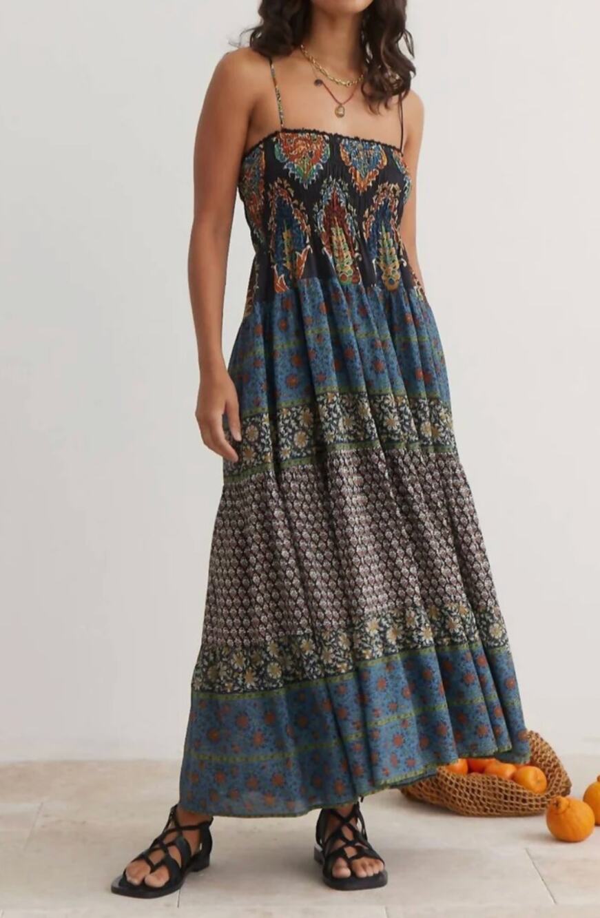 BOTEH Rhea Maxi Dress in Noir Boho Print Size 3/ Medium